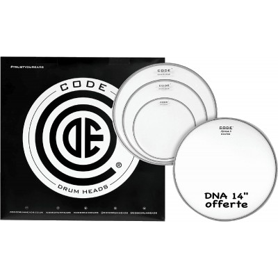 CODE DRUM HEAD TOM PACK DNA TRANSPARENTE FUSION + CC 14" DNA SABLEE