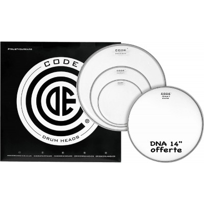 CODE DRUM HEAD TOM PACK DNA CLEAR ROCK + CC 14" DNA COATED