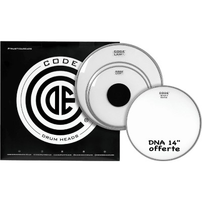 CODE DRUM HEAD TOM PACK LAW CLEAR STANDARD + CC 14" DNA COATED