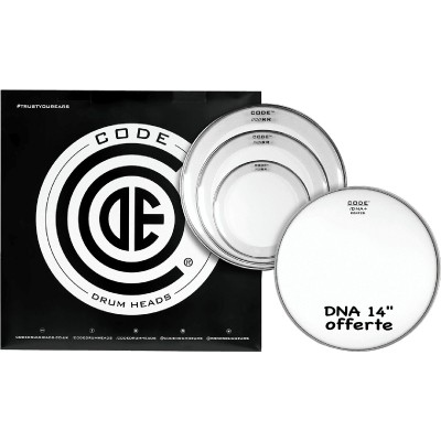 CODE DRUM HEAD TOM PACK RR CLEAR FUSION + CC 14" DNA COATED