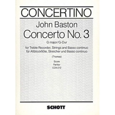 BASTON JOHN - CONCERTO No.3 G MAJOR - SCORE 