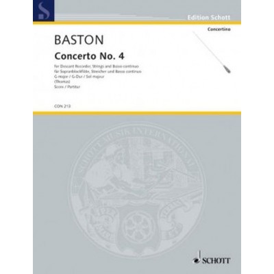 BASTON JOHN - CONCERTO No.4 G MAJOR - SCORE 