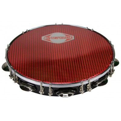 CONTEMPORANEA C-PF12-01BR - PANDEIRO 12" BLACK - SKIN RED - REFURBISHED