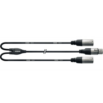 CABLE Y STRAP XLR FEMALE XLR/2 XLR MALE 30 CM