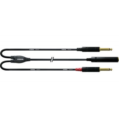 CABLE AND STRAP FEMALE STEREO JACK/2 MALE MONO JACK 30 CM