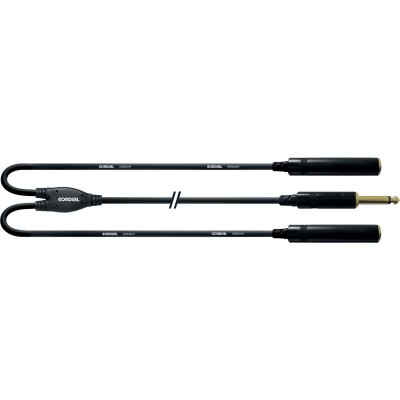 Câble Y Bretelle Jack Mono Mâle/2 Jack Mono Femelles 30 CM