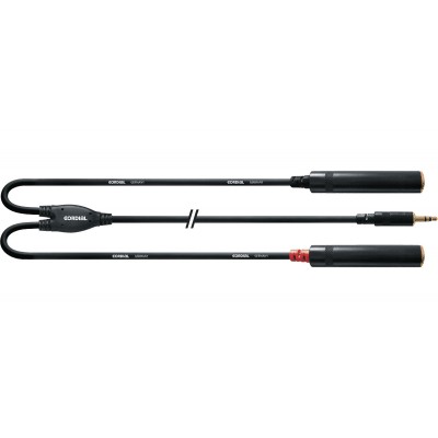 Câble Y Bretelle Minijack Stéréo/2 Jack Femelles 30 CM