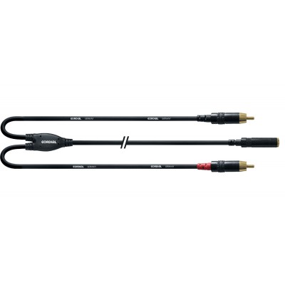 CORDIAL CABLE AND STRAP MINIJACK FEMALE STEREO/2 RCA 30 CM