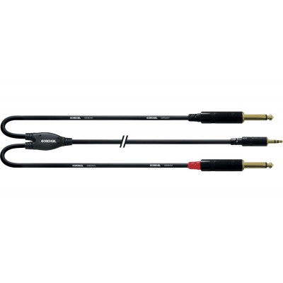 AUDIO CABLE MINIJACK STEREO - 2 MONO JACK 90 CM