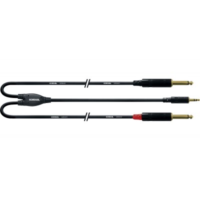 Câble Y Bretelle Minijack Stéréo/2 Jack Mono Longs 1,5 M