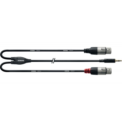 CABLE AND STRAP MINIJACK STEREO/2 XLR FEMALE STEREO/2 XLR LONG 3 M