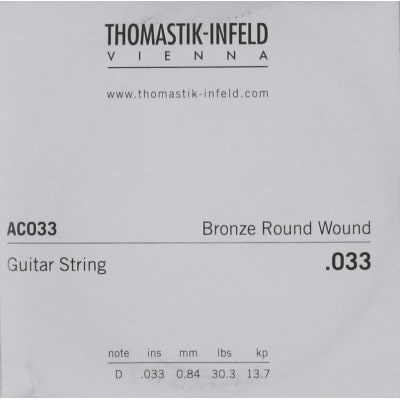 THOMASTIK CORDES GUITARE ACOUSTIQUE PLECTRUM ACOUSTIC SERIES. SANS NICKEL .033