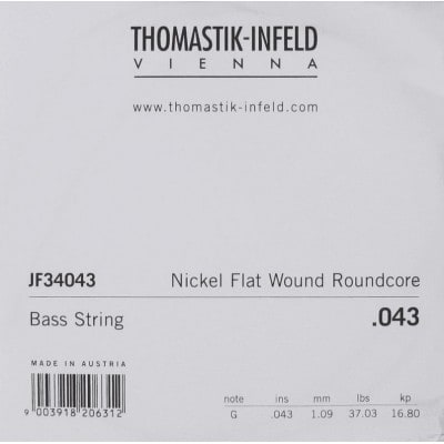 THOMASTIK CORDES INFELD GUITARE ELECTRIQUE JAZZ BASS SERIE NICKEL FLAT WOUND ROUNDCORE .043