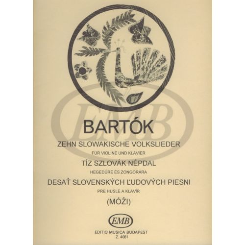 EMB (EDITIO MUSICA BUDAPEST) BARTOK B. - CANTI POPOLARI SLOVENI (10) - VIOLON ET PIANO