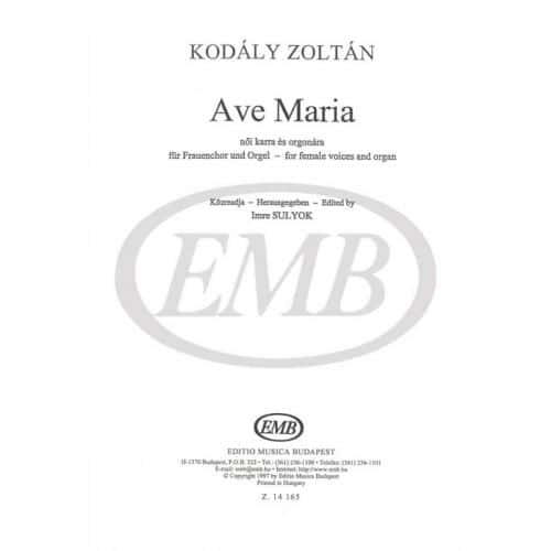  Kodaly - Ave Maria - Upper Voices And Accompaniment