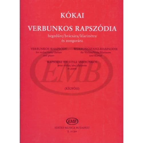 KOKAI - VERBUNKOS RHAPSODY - VIOLON ET PIANO