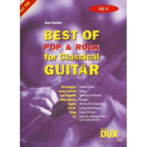 EDITION DUX BEST OF POP & ROCK FOR CLASSICAL GUITAR SOLF. & TAB VOL.4