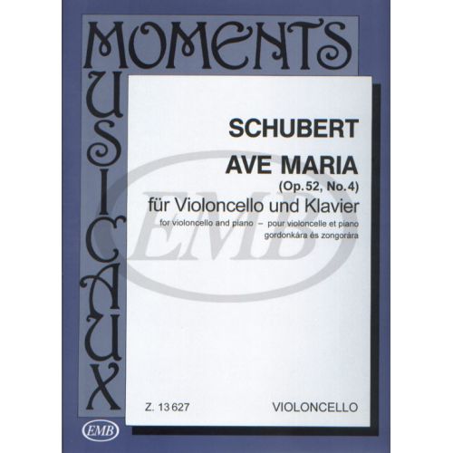 SCHUBERT F. - AVE MARIA OP. 52 N. 4 - VIOLONCELLE ET PIANO