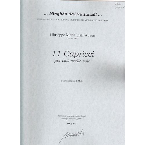 MUSEDITA DALL'ABACO G.M. - 11 CAPRICCI PER VIOLONCELLO