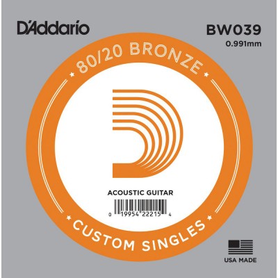 D'ADDARIO AND CO BW039 BRONZE WOUND SINGLE STRING .039