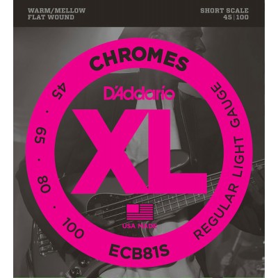 D'ADDARIO AND CO ECB81S CHROMES BASS GUITAR STRINGS LIGHT 45-100 SHORT SCALE