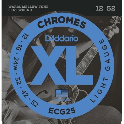 ECG25 CHROMES FLAT WOUND ELECTRIC GUITAR STRINGS LIGHT 12-52