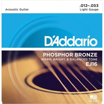 EJ16 PHOSPHOR BRONZE ACOUSTIC GUITAR STRINGS LIGHT 12-53