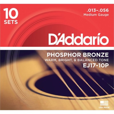 EJ17-10p Pack de 10 Phosphor Bronze Medium 13-56