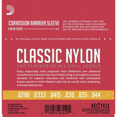 EJ27N 3/4 STUDENT NYLON FRACTIONAL CLASSICAL GUITAR STRINGS NORMAL TENSION