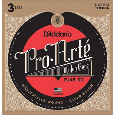 EJ45-3D PRO-ARTE NYLON CLASSICAL GUITAR STRINGS NORMAL TENSION 3 SETS