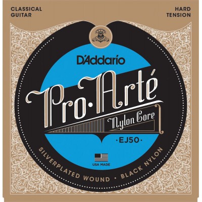 EJ50 PRO-ARTE BLACK NYLON CLASSICAL GUITAR STRINGS HARD TENSION