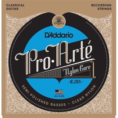 EJ51 PRO-ARTE CLASSICAL GUITAR STRINGS WITH POLISHED BASSES HARD TENSION