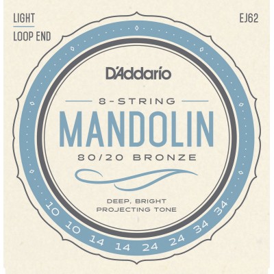 D'ADDARIO AND CO EJ62 80/20 BRONZE MANDOLIN STRINGS LIGHT 10-34