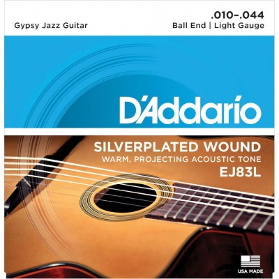 D'ADDARIO AND CO EJ83L GYPSY JAZZ ACOUSTIC GUITAR STRINGS BALL END LIGHT 10-44