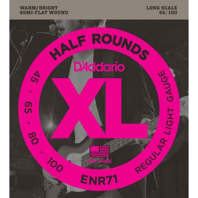 D'ADDARIO AND CO ENR71 HALF ROUND BASS GUITAR STRINGS REGULAR LIGHT 45-100 LONG SCALE