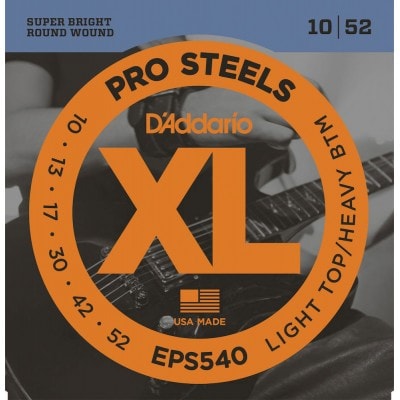 EPS540 PROSTEELS ELECTRIC GUITAR STRINGS LIGHT TOP/HEAVY BOTTOM 10-52