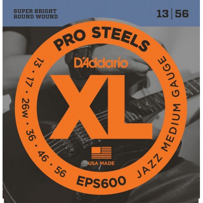 D'ADDARIO AND CO EPS600 PROSTEELS ELECTRIC GUITAR STRINGS JAZZ MEDIUM 13-56