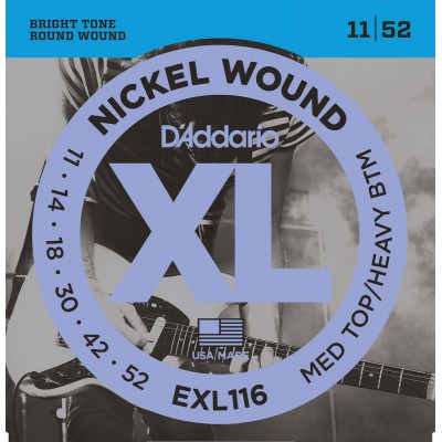 EXL116-3D NICKEL WOUND ELECTRIC GUITAR STRINGS MEDIUM TOP/HEAVY BOTTOM 11-52 3 SETS