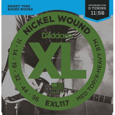 EXL117 NICKEL WOUND ELECTRIC GUITAR STRINGS MEDIUM TOP/EXTRA-HEAVY BOTTOM 11-56