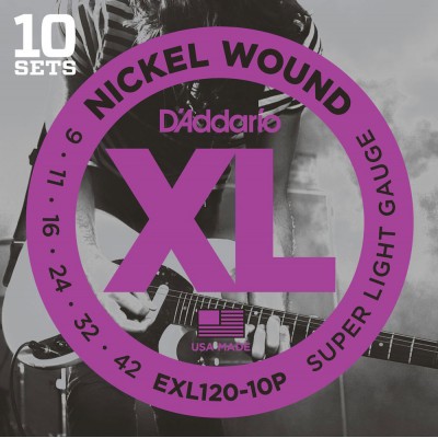 exl120-10p nickel wound super light pack de 10