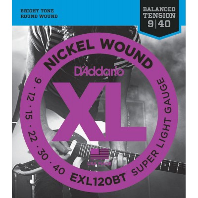 NICKEL STRINGS FOR ELECTRIC GUITAR EXL120BT BALANCED SUPER LIGHT 9-40