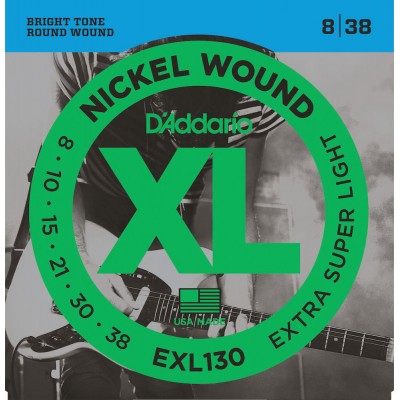 EXL130 NICKEL WOUND ELECTRIC GUITAR STRINGS EXTRA-SUPER LIGHT 8-38