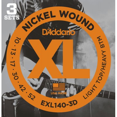 EXL140-3d Nickel Wound Light Top/heavy BTM Pack de 3