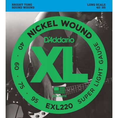 D'ADDARIO EXL165 - Jeu de 4 cordes basse, tirant Regular Light Top