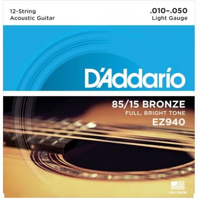 EZ940 85/15 12-STRING BRONZE ACOUSTIC GUITAR STRINGS LIGHT 10-47