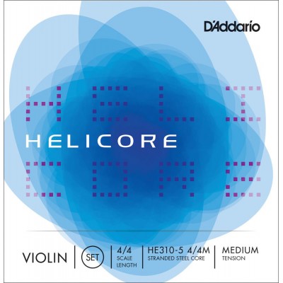 SET OF STRINGS FOR VIOLIN 5 STRINGS HELICORE NECK 4/4 TENSION MEDIUM