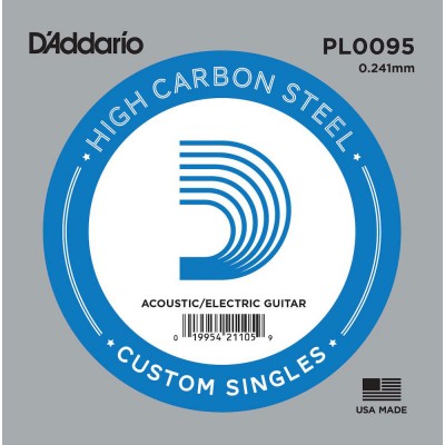 D'ADDARIO AND CO PL0095 PLAIN STEEL GUITAR SINGLE STRING .0095