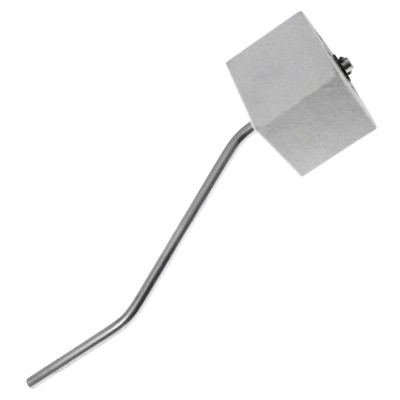 306BS - BD BEATER - WHITE SQUARE FELT - CHROME SHAFT - BENT FOR DOUBLE PEDAL