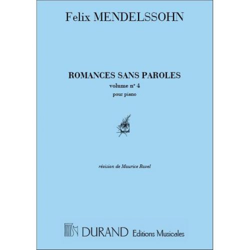DURAND MENDELSSOHN - ROMANCES SANS PAROLES VOL.4 (29 A 38) - PIANO