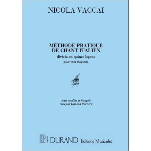 DURAND Vaccai - Methode De Chant - Voix MEZZO-soprano et Piano